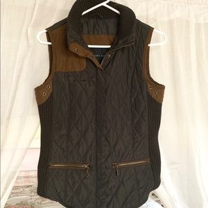 Zara Olive Green Quilted Vest Size M